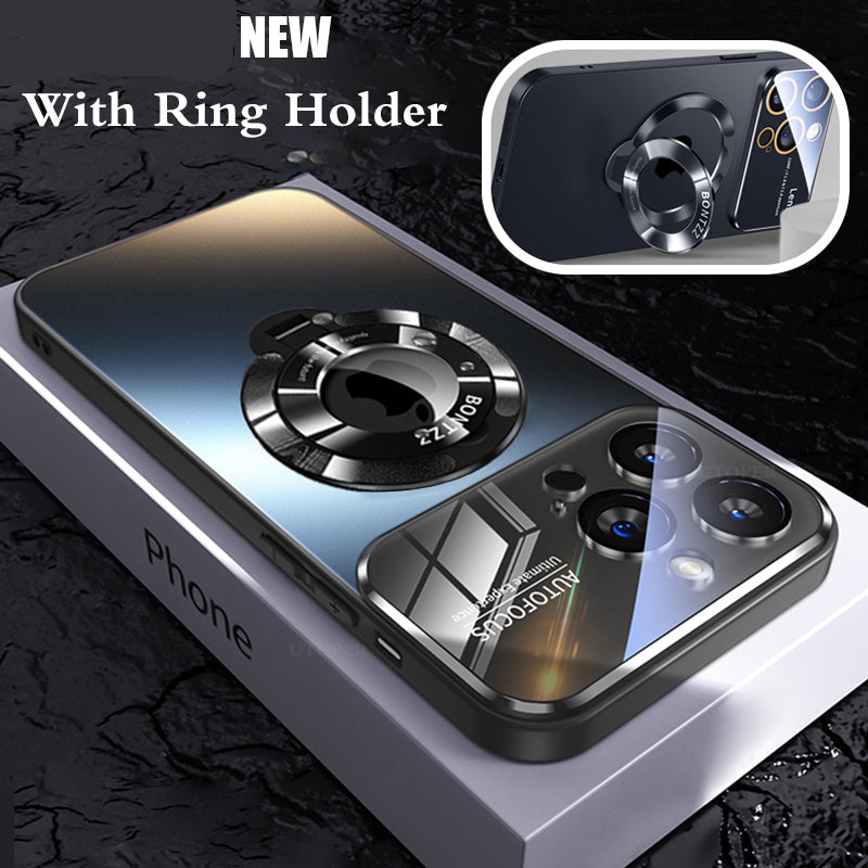 Luxury iPhone Case MagSafe Compatible Matte Ring Stand Shockproof Protective Cover Hard PC Camera Lens Protection Ultra Thin Slim Design
