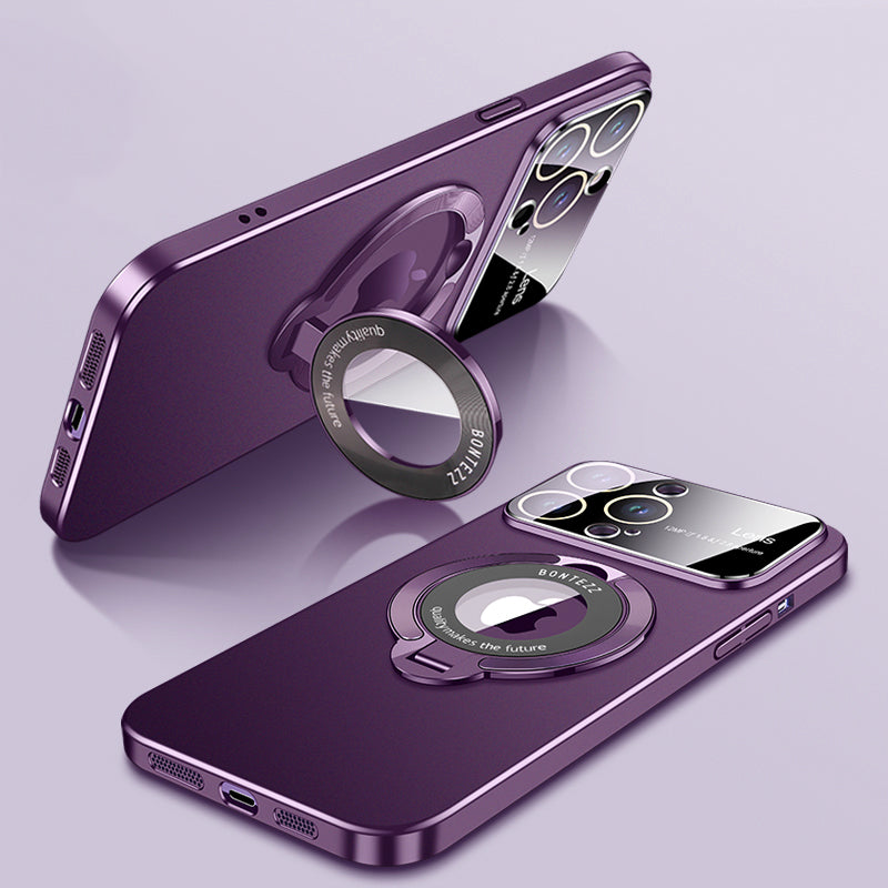 Luxury iPhone Case MagSafe Compatible Matte Ring Stand Shockproof Protective Cover Hard PC Camera Lens Protection Ultra Thin Slim Design