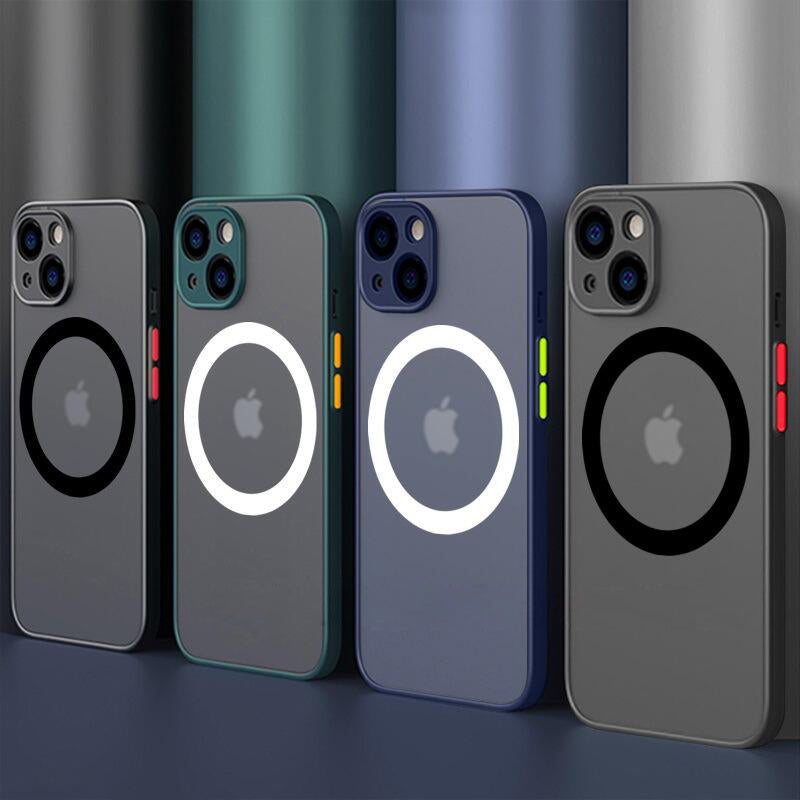 Luxury iPhone Case MagSafe Compatible Matte Shockproof Protective Cover Camera Lens Protection Slim Magnetic Design
