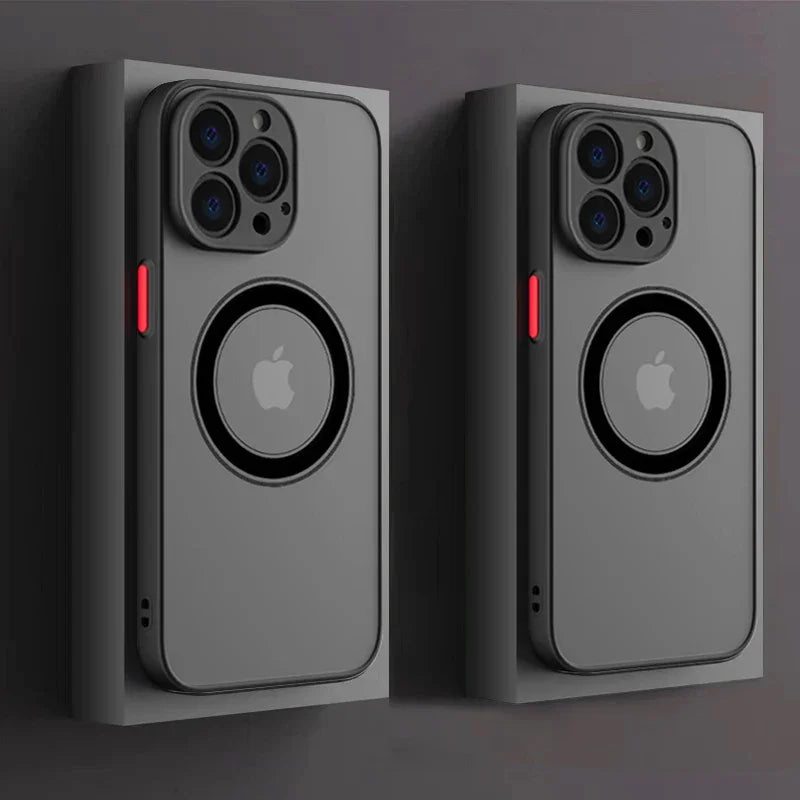 Luxury iPhone Case MagSafe Compatible Matte Shockproof Protective Cover Camera Lens Protection Slim Magnetic Design