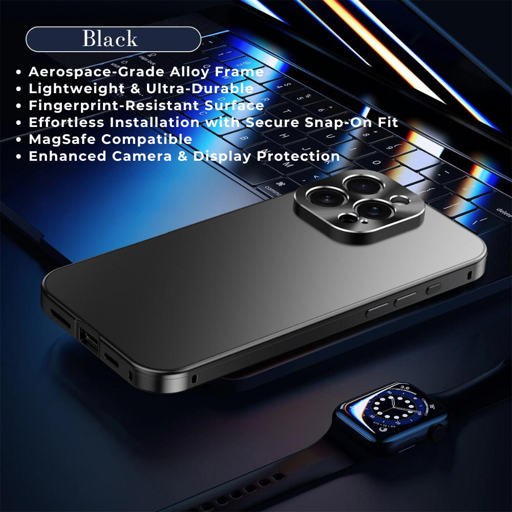 Luxury iPhone Case Magnetic Aluminum Frame Shockproof Protective Cover Full Camera Lens Protection Slim Metal Design Wireless Charging Compatible