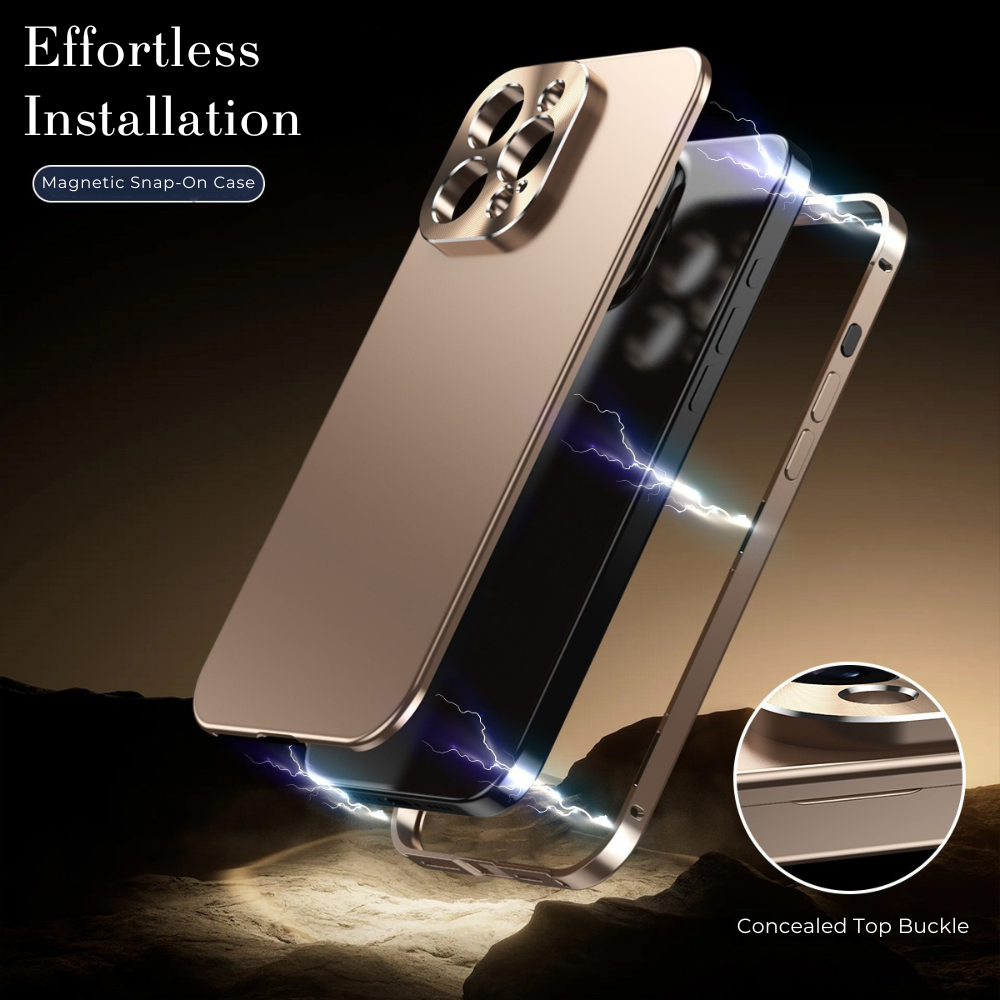 Luxury iPhone Case Magnetic Aluminum Frame Shockproof Protective Cover Full Camera Lens Protection Slim Metal Design Wireless Charging Compatible