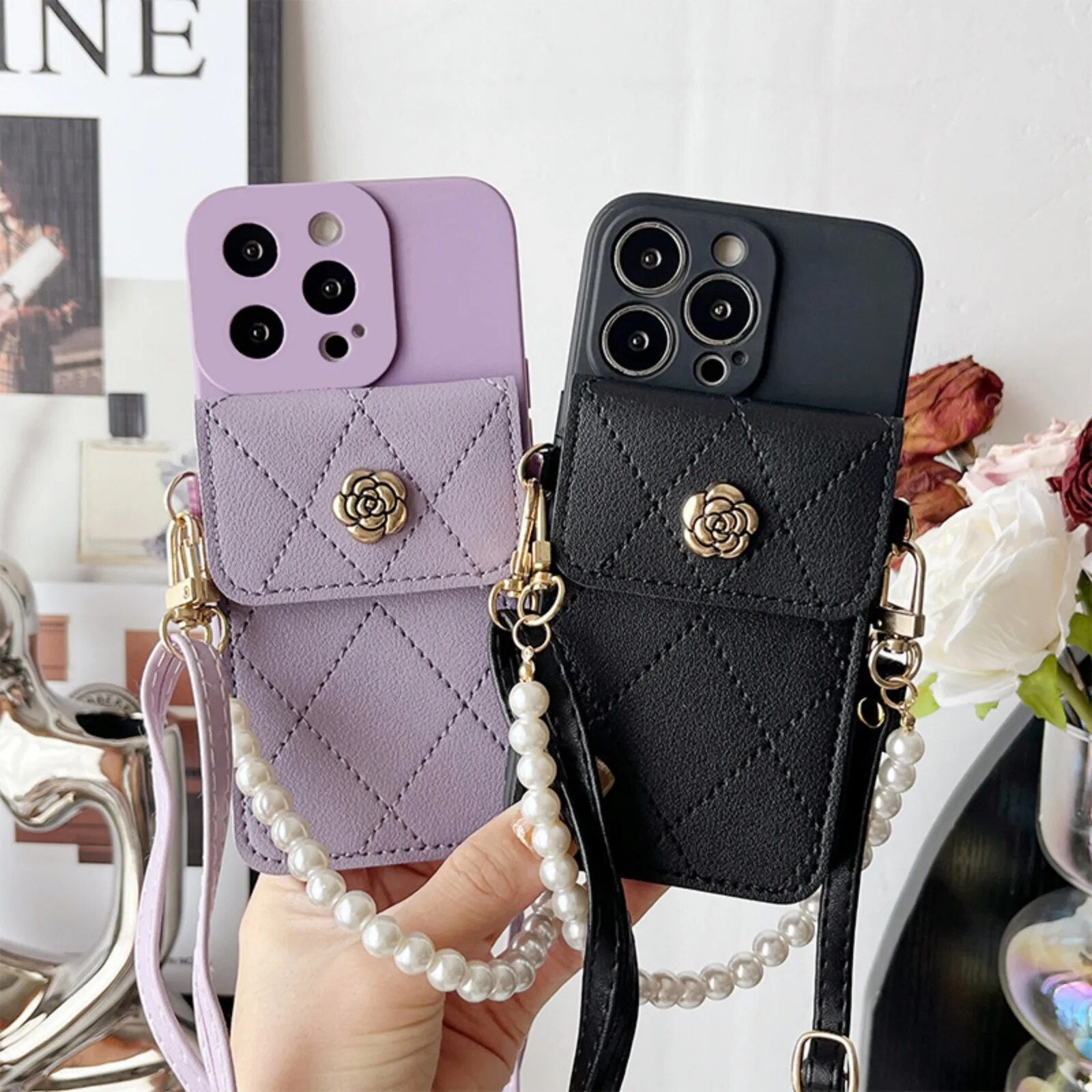 Luxury iPhone Case Wallet MagSafe Compatible Crossbody Strap Card Holder Shockproof Protective Cover 3D Metal Design Camera Lens Protection Slim Profile