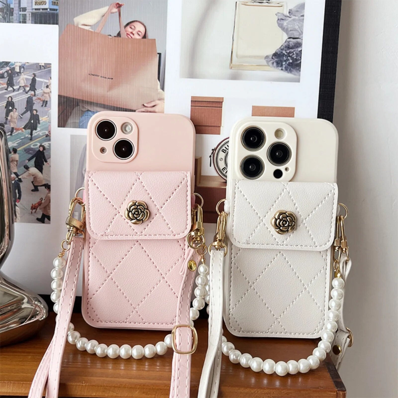 Luxury iPhone Case Wallet MagSafe Compatible Crossbody Strap Card Holder Shockproof Protective Cover 3D Metal Design Camera Lens Protection Slim Profile