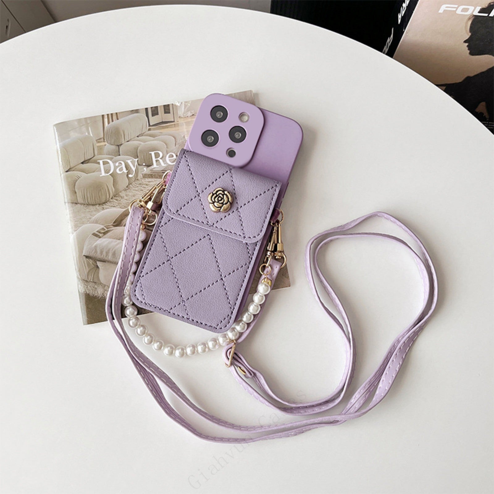 Luxury iPhone Case Wallet MagSafe Compatible Crossbody Strap Card Holder Shockproof Protective Cover 3D Metal Design Camera Lens Protection Slim Profile
