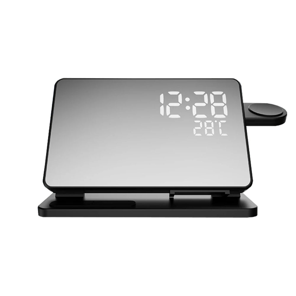 Premium 3-in-1 Wireless Charger Fast Charging Dock Station with Clock Multi Device Charging Stand Smartphone Watch Earbuds Compatible