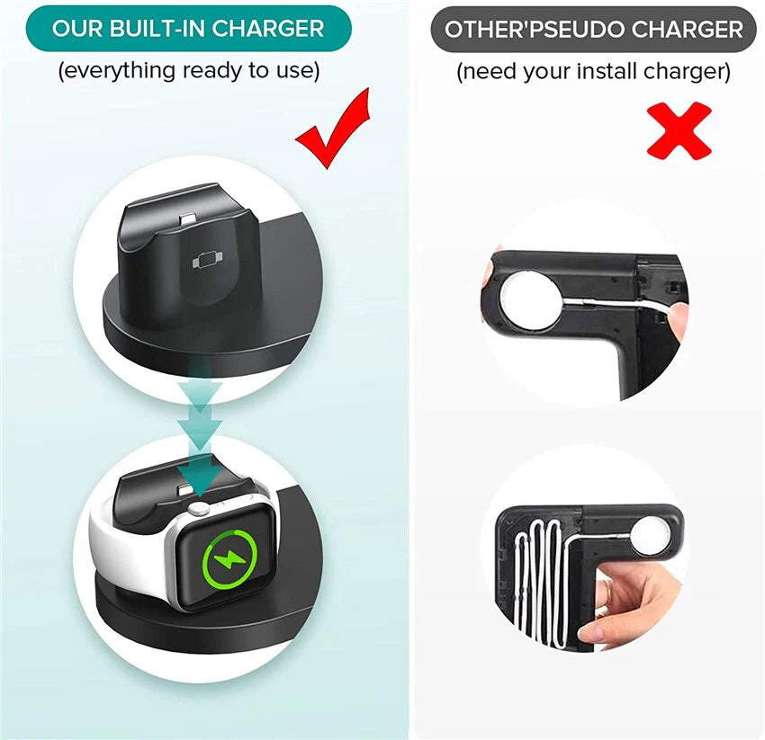 Premium 7-in-1 Wireless Charger Fast Charging Station Foldable Multi Device Charging Dock Smartphone Watch Earbuds Compatible