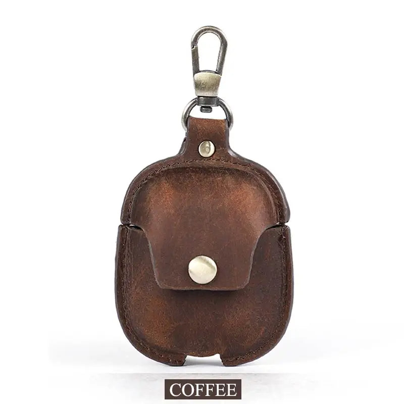 Premium AirPods Case Genuine Leather Protective Cover Keychain Clip Shockproof Slim Design Wireless Charging Compatible
