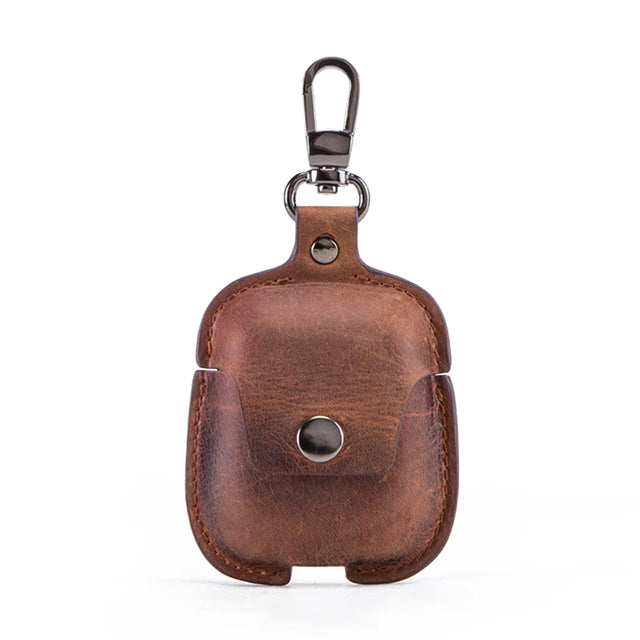 Premium AirPods Case Genuine Leather Protective Cover Keychain Clip Shockproof Slim Design Wireless Charging Compatible
