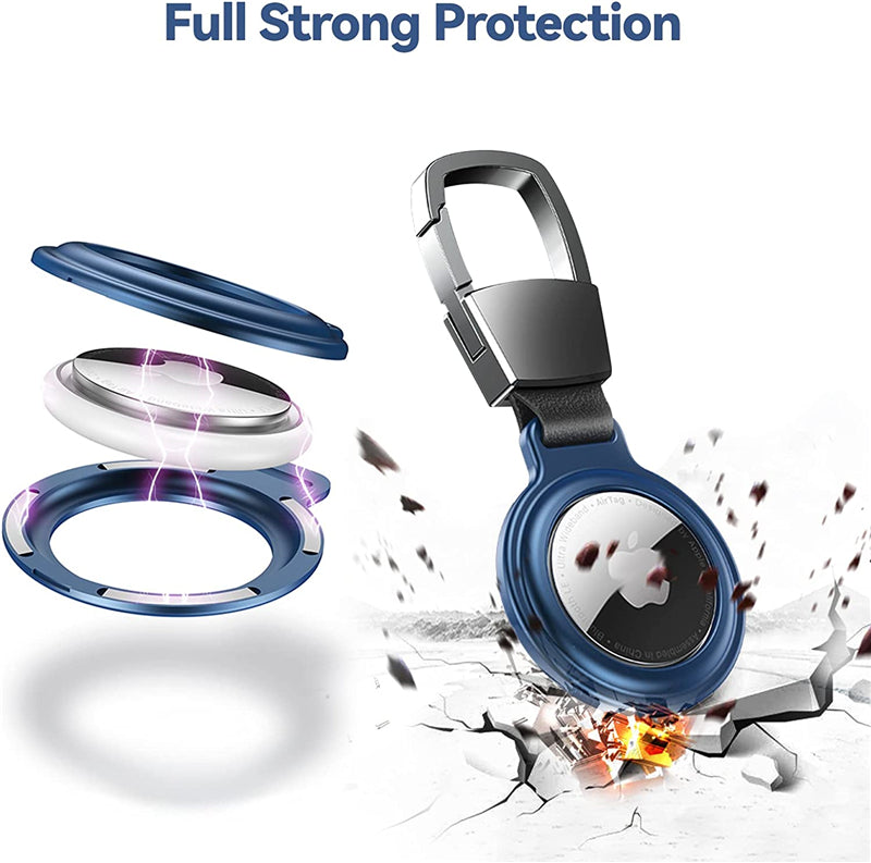 Premium AirTag Case Metal Protective Cover Keychain Clip Shockproof Scratch Resistant Secure Holder