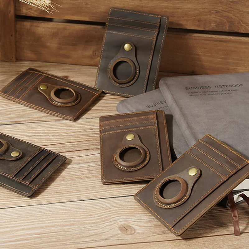 Premium AirTag Wallet Case RFID Blocking Leather Card Holder Slim Magnetic Closure Secure ID Credit Card Storage