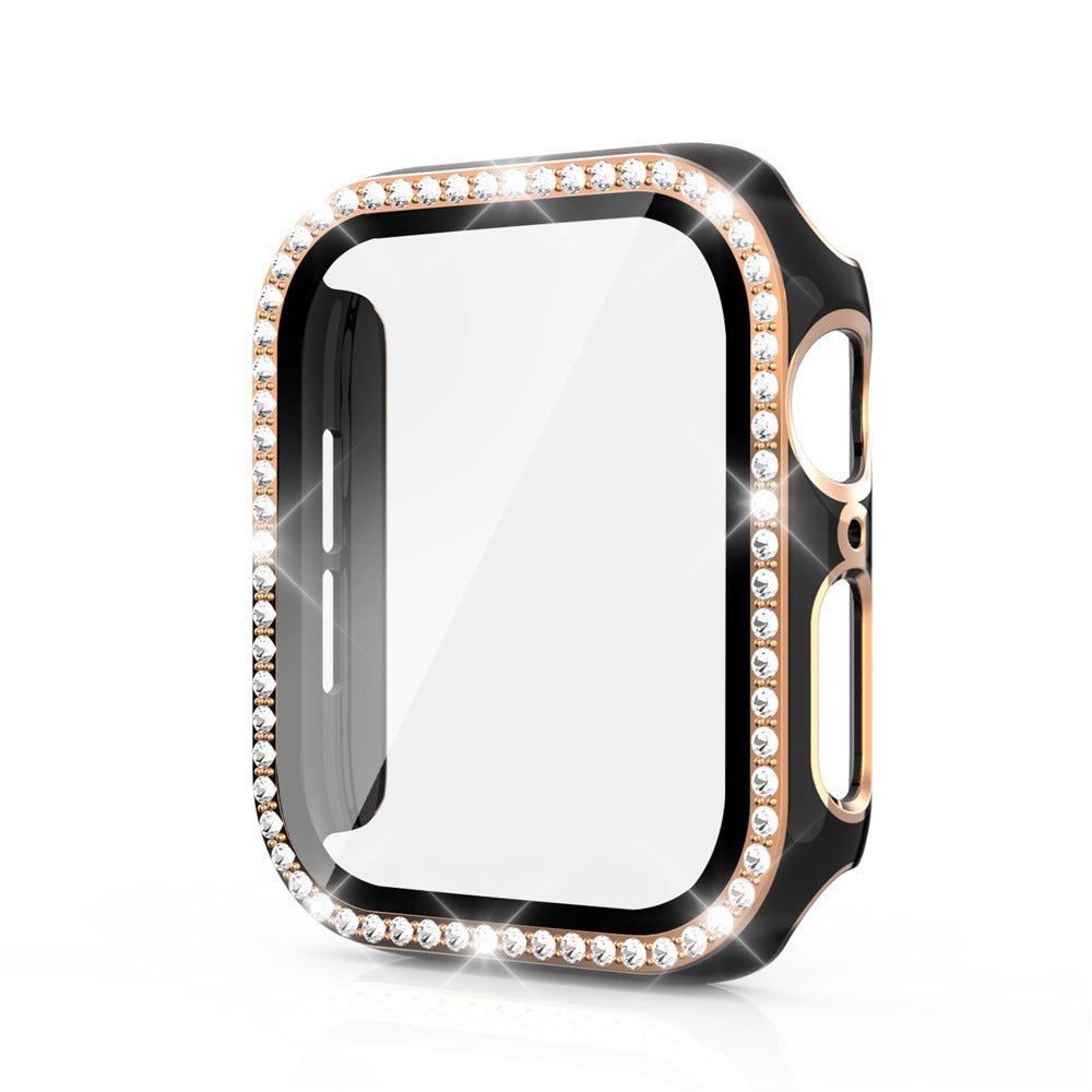 Premium Apple Watch Case Bling Rhinestone Glass Screen Protector Shockproof Protective Cover Luxury Design