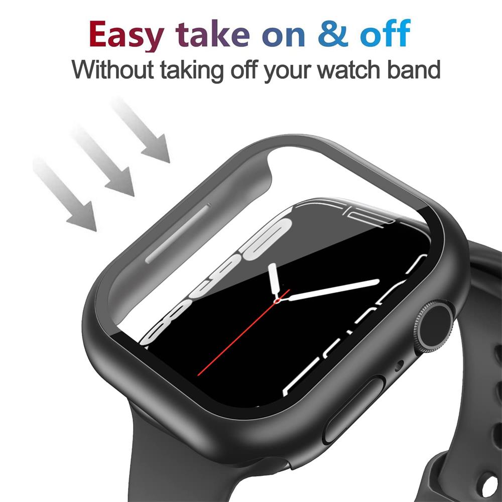 Premium Apple Watch Case Tempered Glass Screen Protector PC Bumper Shockproof Protective Cover Transparent Design