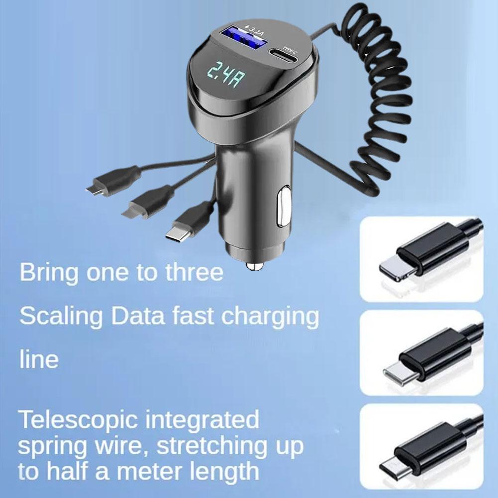 Premium Car Charger USB-C Multi Port Fast Charging Adapter 12V Socket Smartphone Compatible High Speed Charging