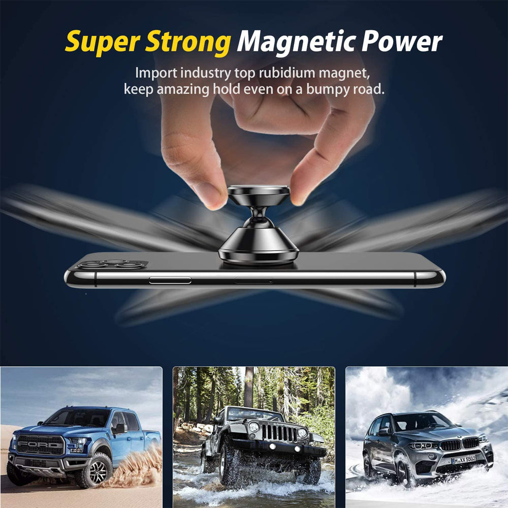 Premium Car Phone Mount Magnetic 360 Rotation Secure Grip Dashboard Holder Smartphone Compatible GPS Mount