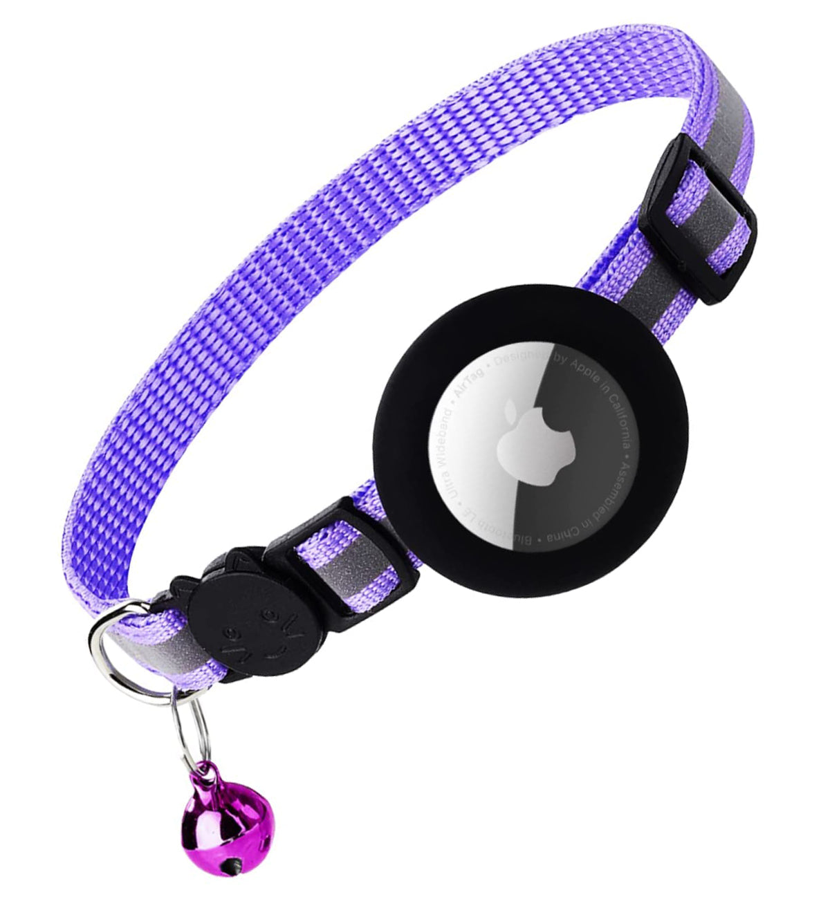 Premium Cat Collar AirTag Holder Reflective Adjustable Detachable Bell Pet Collar Secure Fit Lightweight Design