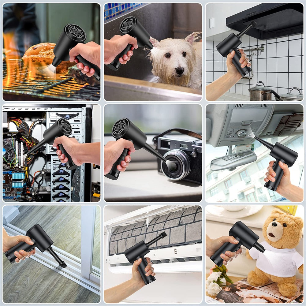 Premium Electric Air Duster Cordless Compressed Air Blower LED Light Keyboard Cleaner Reusable Cleaning Tool