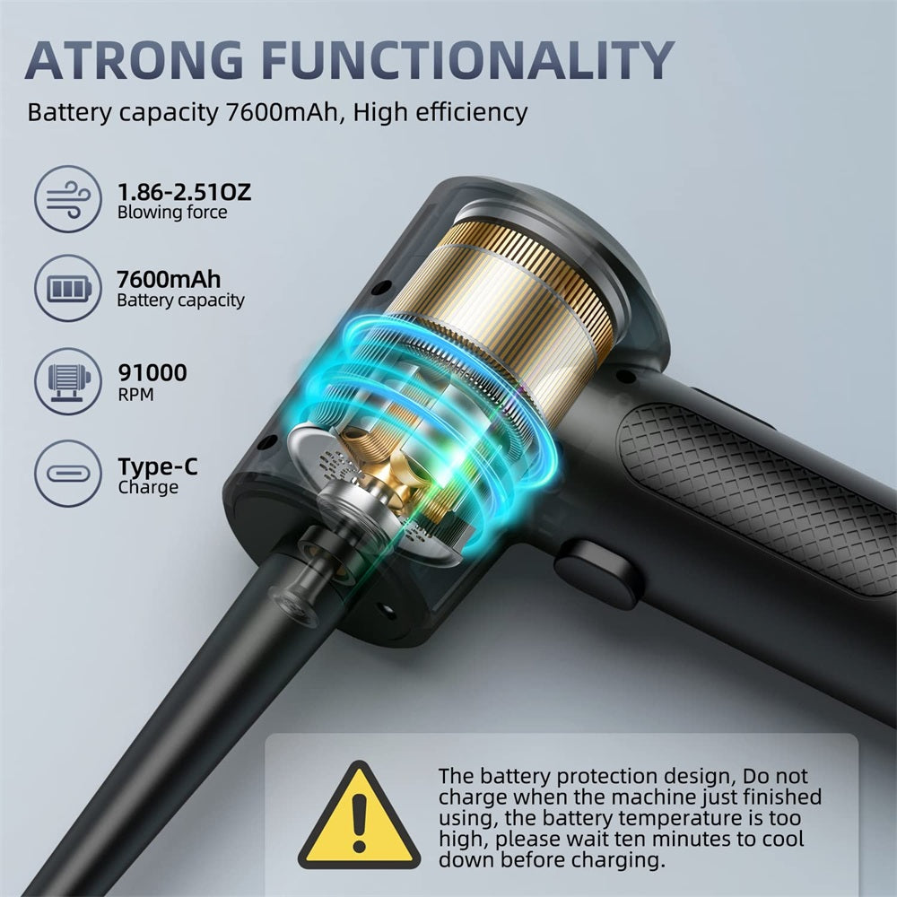 Premium Electric Air Duster Cordless Compressed Air Blower LED Light Keyboard Cleaner Reusable Cleaning Tool