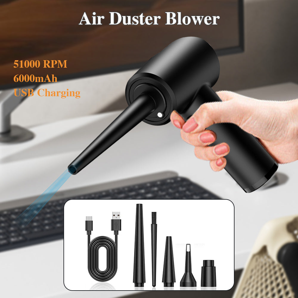 Premium Electric Air Duster Cordless Compressed Air Blower LED Light Keyboard Cleaner Reusable Cleaning Tool