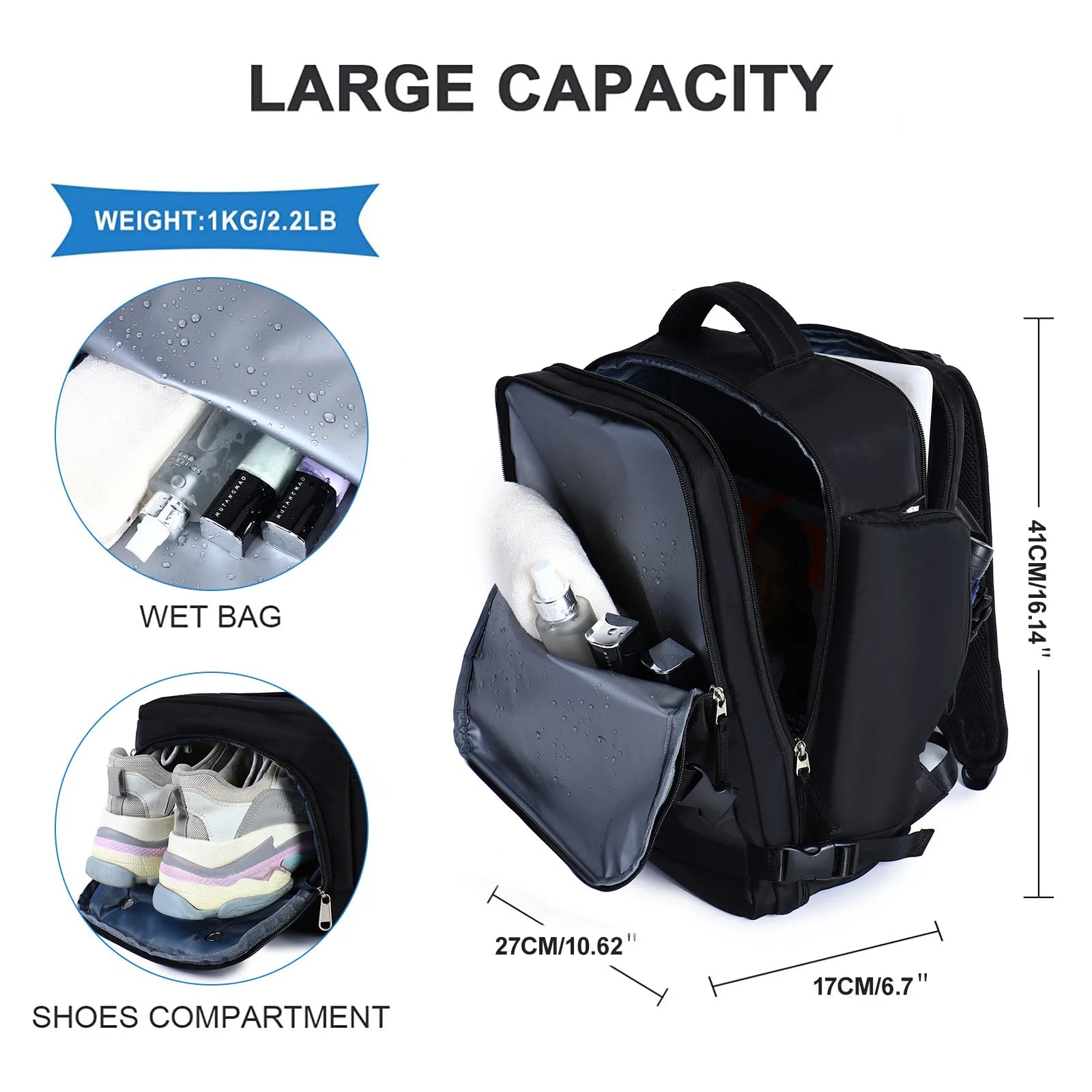 Premium Laptop Backpack Waterproof Expandable USB Charging Business Travel Backpack Large Capacity 13–17 Inch Laptop Compatible