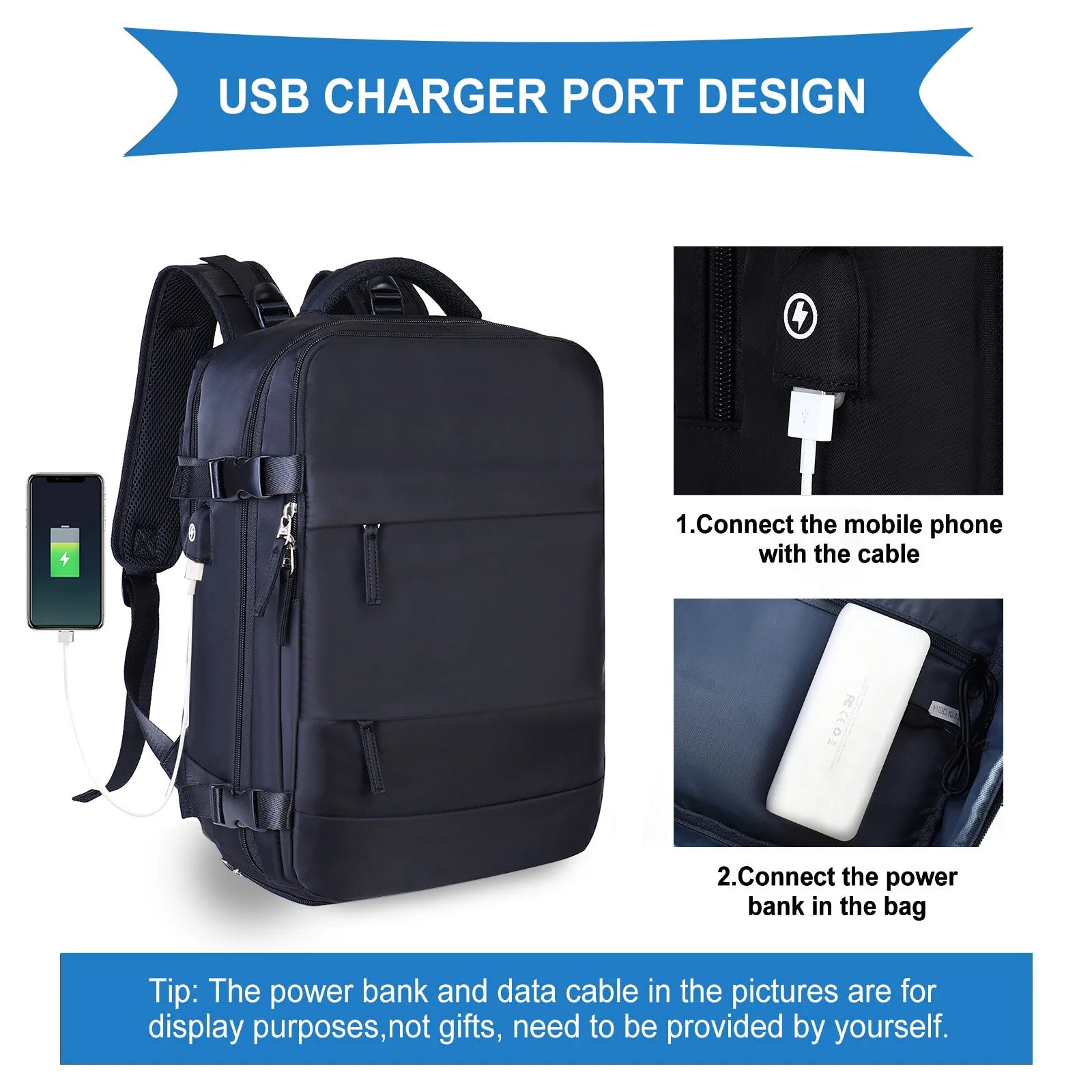 Premium Laptop Backpack Waterproof Expandable USB Charging Business Travel Backpack Large Capacity 13–17 Inch Laptop Compatible