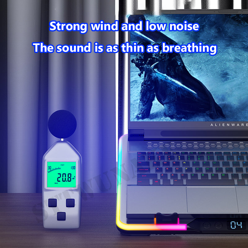 Premium Laptop Cooling Pad RGB 6 Fan 2600RPM Adjustable Stand Gaming Notebook Cooler Ergonomic Heat Dissipation