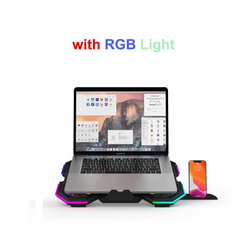 Premium Laptop Cooling Pad RGB 6 Fan 2600RPM Adjustable Stand Gaming Notebook Cooler Ergonomic Heat Dissipation