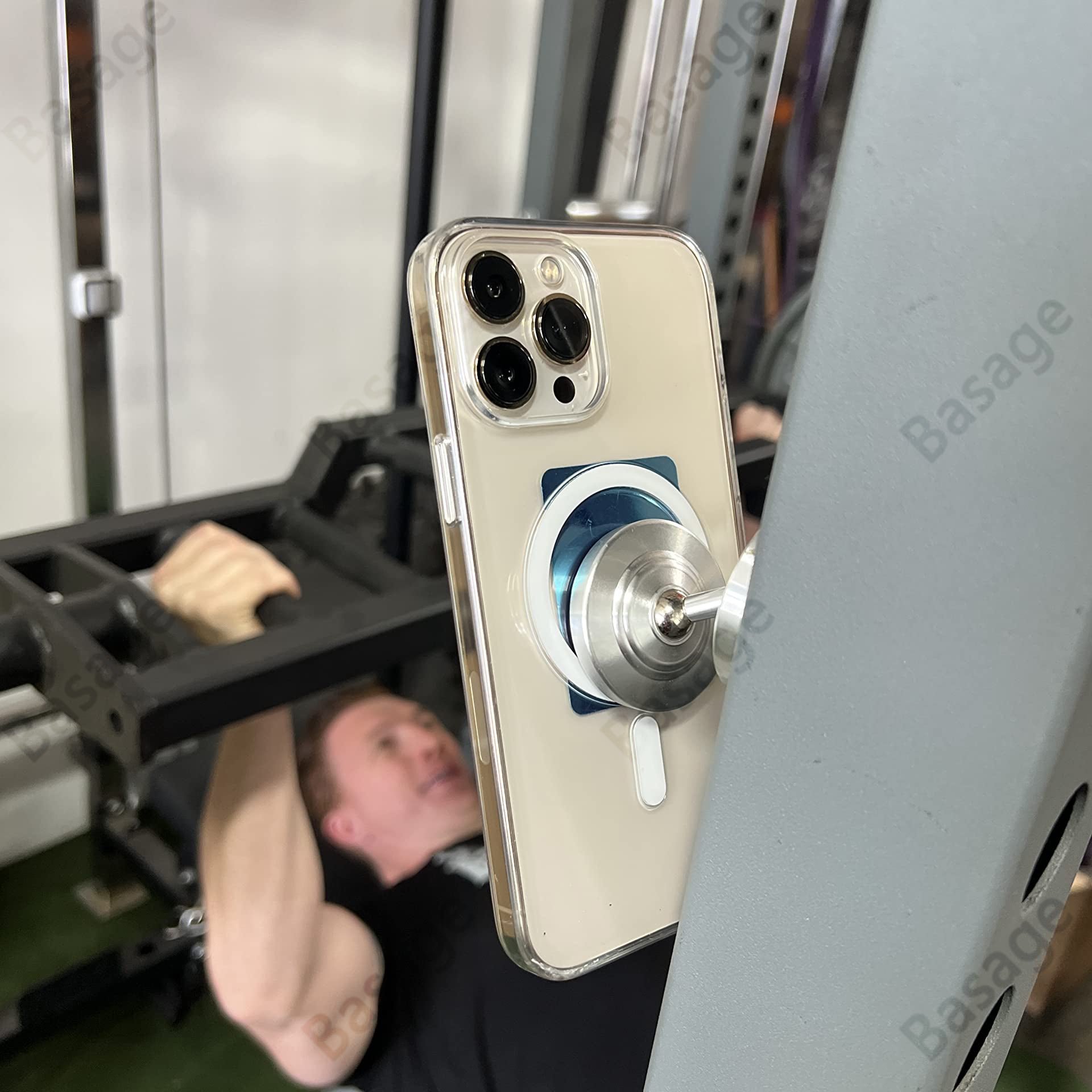 Premium Magnetic Phone Holder Dual Magnet 360 Rotation Gym Mount Secure Grip Smartphone Compatible Fitness Training Stand