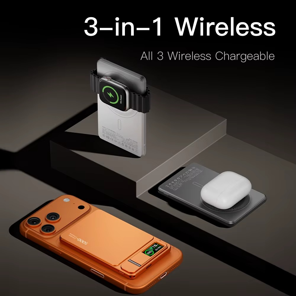 Premium Magnetic Wireless Power Bank 10000mAh Portable Charger 20W Fast Charging MagSafe Compatible Magnetic Charging Digital Display Phone Stand