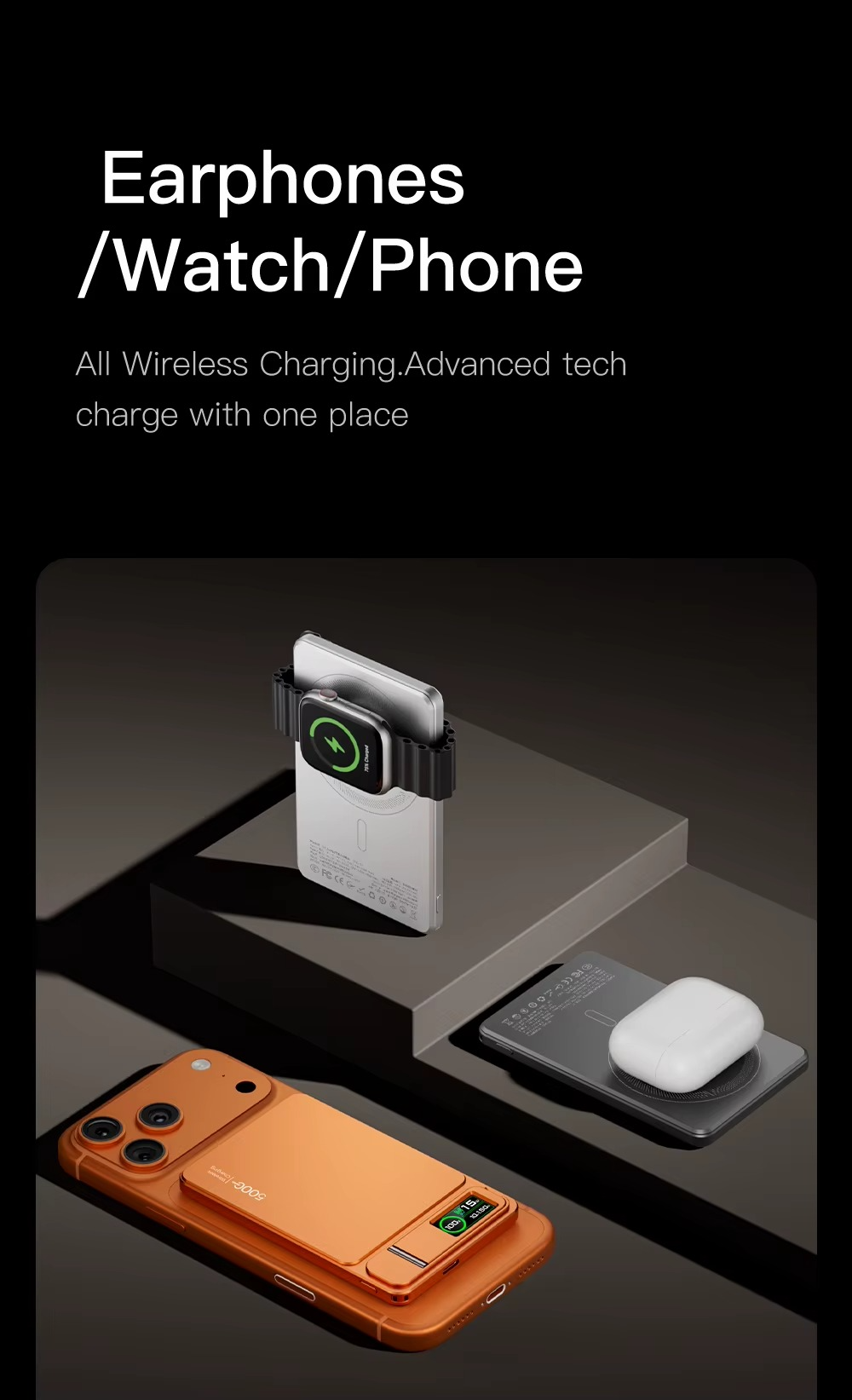 Premium Magnetic Wireless Power Bank 10000mAh Portable Charger 20W Fast Charging MagSafe Compatible Magnetic Charging Digital Display Phone Stand