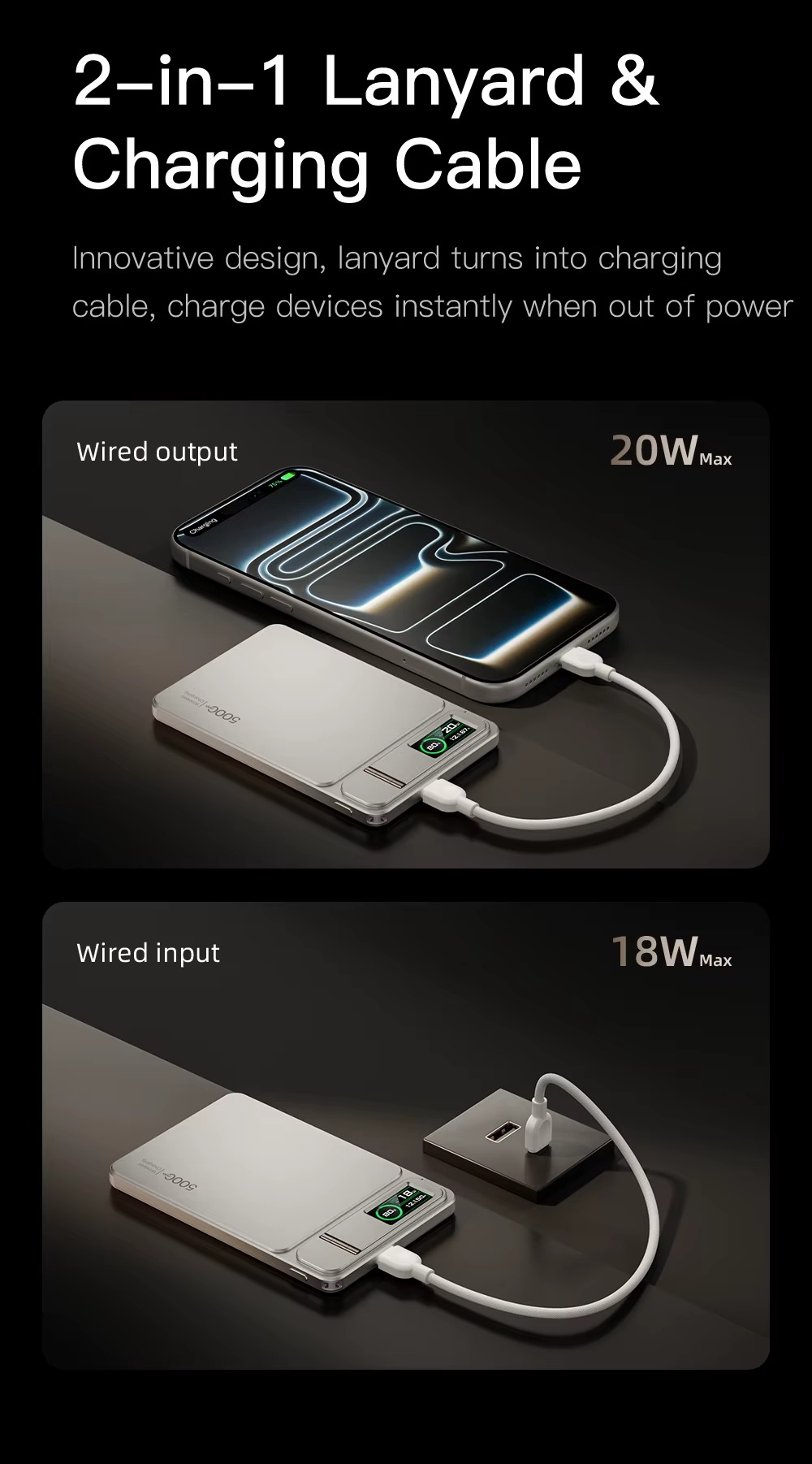 Premium Magnetic Wireless Power Bank 10000mAh Portable Charger 20W Fast Charging MagSafe Compatible Magnetic Charging Digital Display Phone Stand