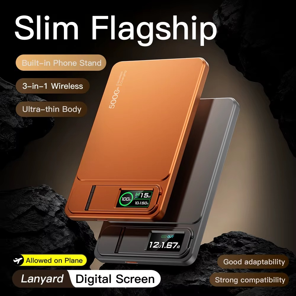 Premium Magnetic Wireless Power Bank 10000mAh Portable Charger 20W Fast Charging MagSafe Compatible Magnetic Charging Digital Display Phone Stand