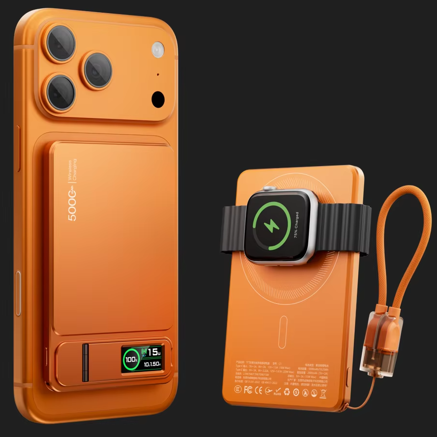 Premium Magnetic Wireless Power Bank 10000mAh Portable Charger 20W Fast Charging MagSafe Compatible Magnetic Charging Digital Display Phone Stand