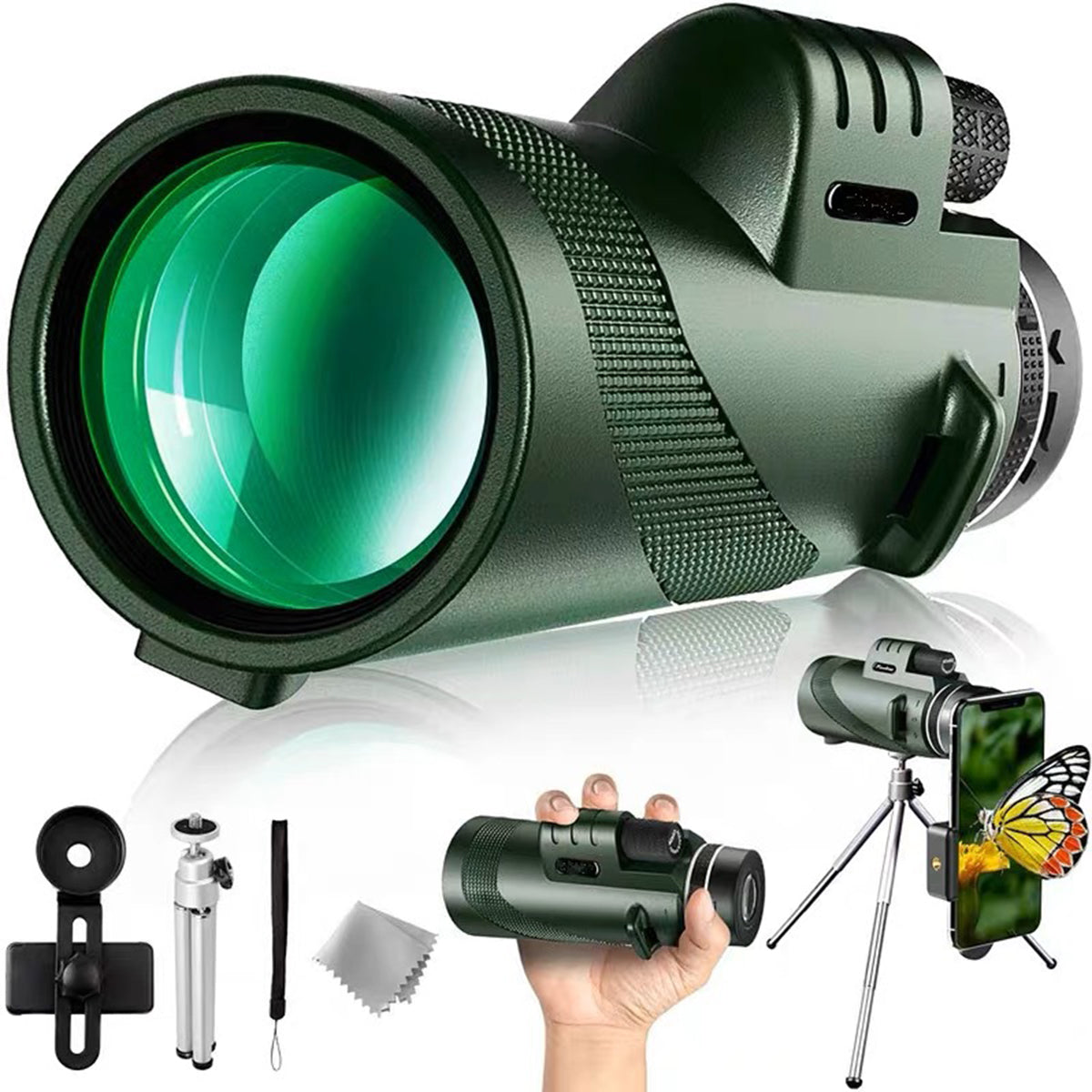 Premium Monocular Telescope HD Zoom Portable Folding Long Range Viewing Smartphone Compatible Outdoor Travel Scope