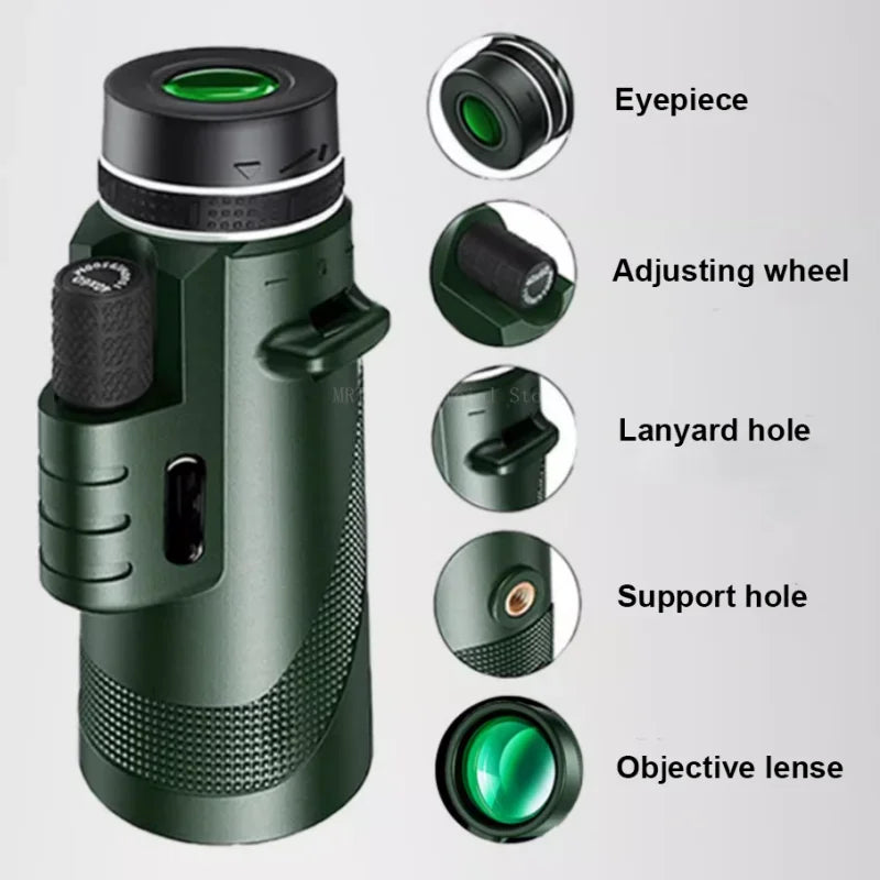 Premium Monocular Telescope HD Zoom Portable Folding Long Range Viewing Smartphone Compatible Outdoor Travel Scope