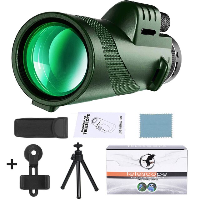 Premium Monocular Telescope HD Zoom Portable Folding Long Range Viewing Smartphone Compatible Outdoor Travel Scope