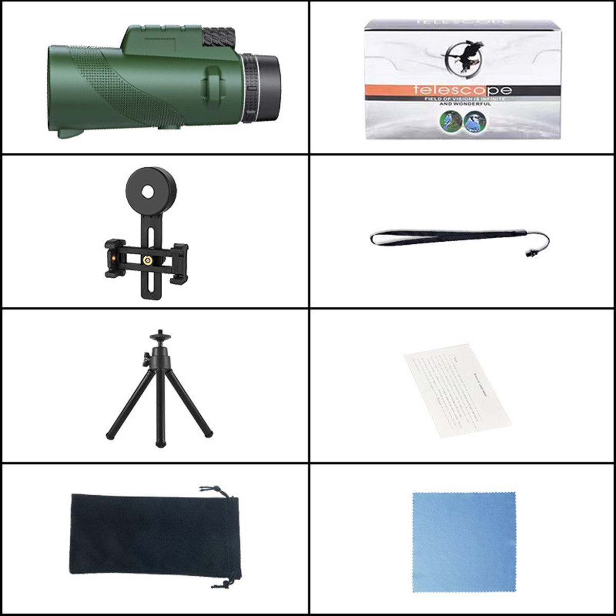 Premium Monocular Telescope HD Zoom Portable Folding Long Range Viewing Smartphone Compatible Outdoor Travel Scope
