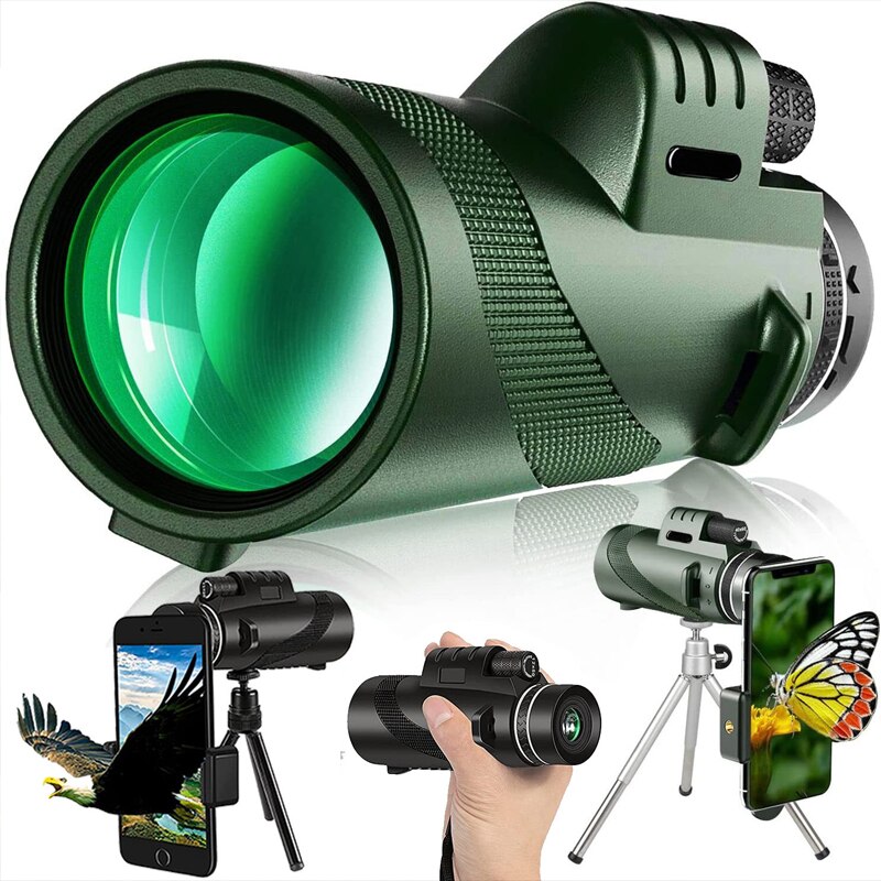 Premium Monocular Telescope HD Zoom Portable Folding Long Range Viewing Smartphone Compatible Outdoor Travel Scope