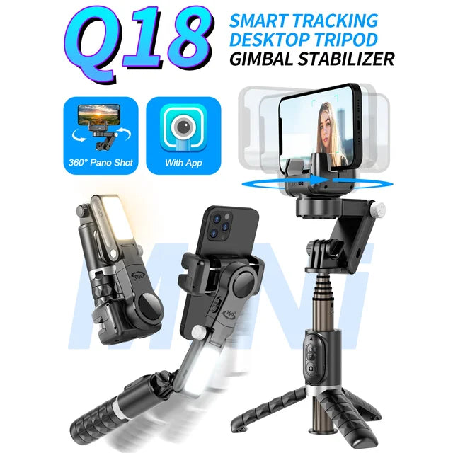 Premium Phone Gimbal Stabilizer 360 Rotation Selfie Stick Tripod Bluetooth Remote Smartphone Video Photography Stabilizer