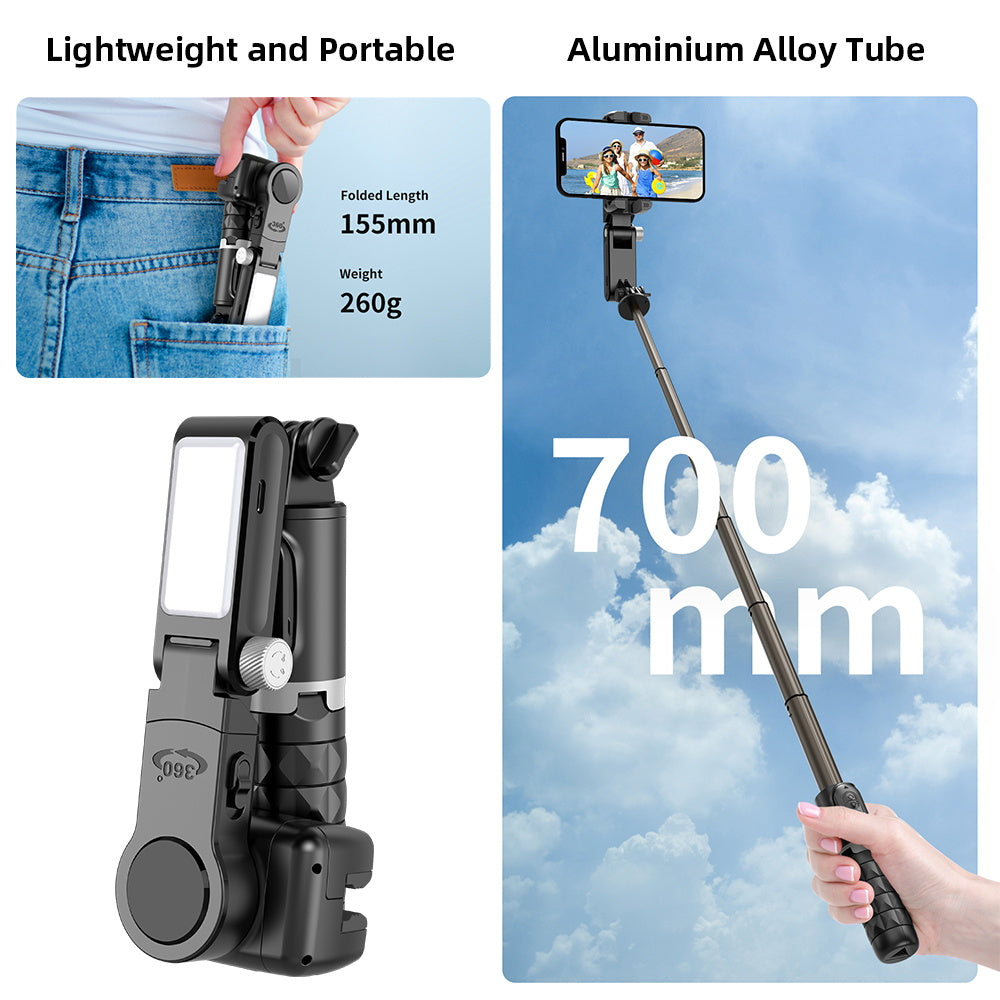 Premium Phone Gimbal Stabilizer 360 Rotation Selfie Stick Tripod Bluetooth Remote Smartphone Video Photography Stabilizer