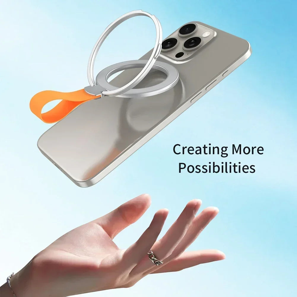 Premium Phone Ring Holder MagSafe Compatible Magnetic Grip Strap Stand Detachable Smartphone Holder Secure Grip