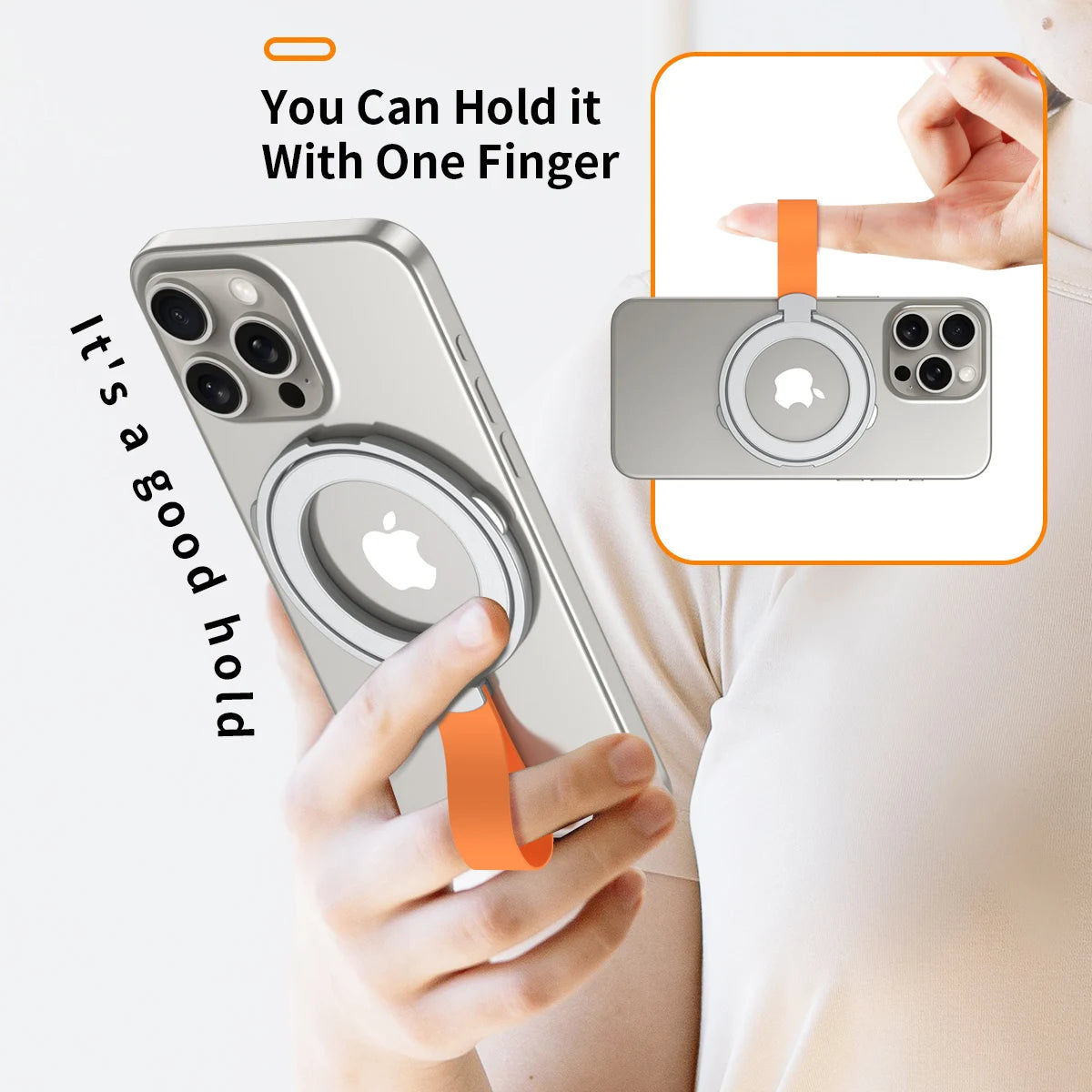 Premium Phone Ring Holder MagSafe Compatible Magnetic Grip Strap Stand Detachable Smartphone Holder Secure Grip