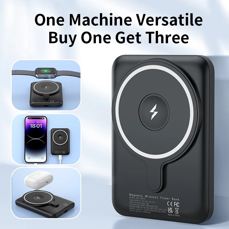 Premium Power Bank 10000mAh MagSafe Compatible Wireless Charger PD Fast Charging Portable Battery Pack Slim Magnetic Design