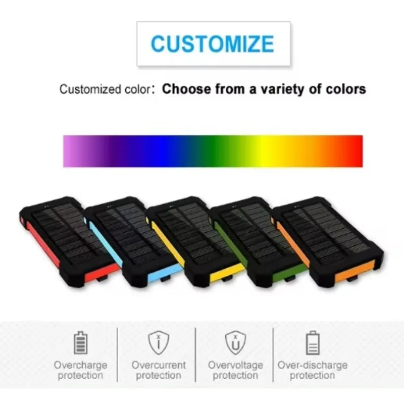 Premium Power Bank 20000mAh Solar Charger Fast Charging Portable Battery Pack LED Flashlight Outdoor Travel