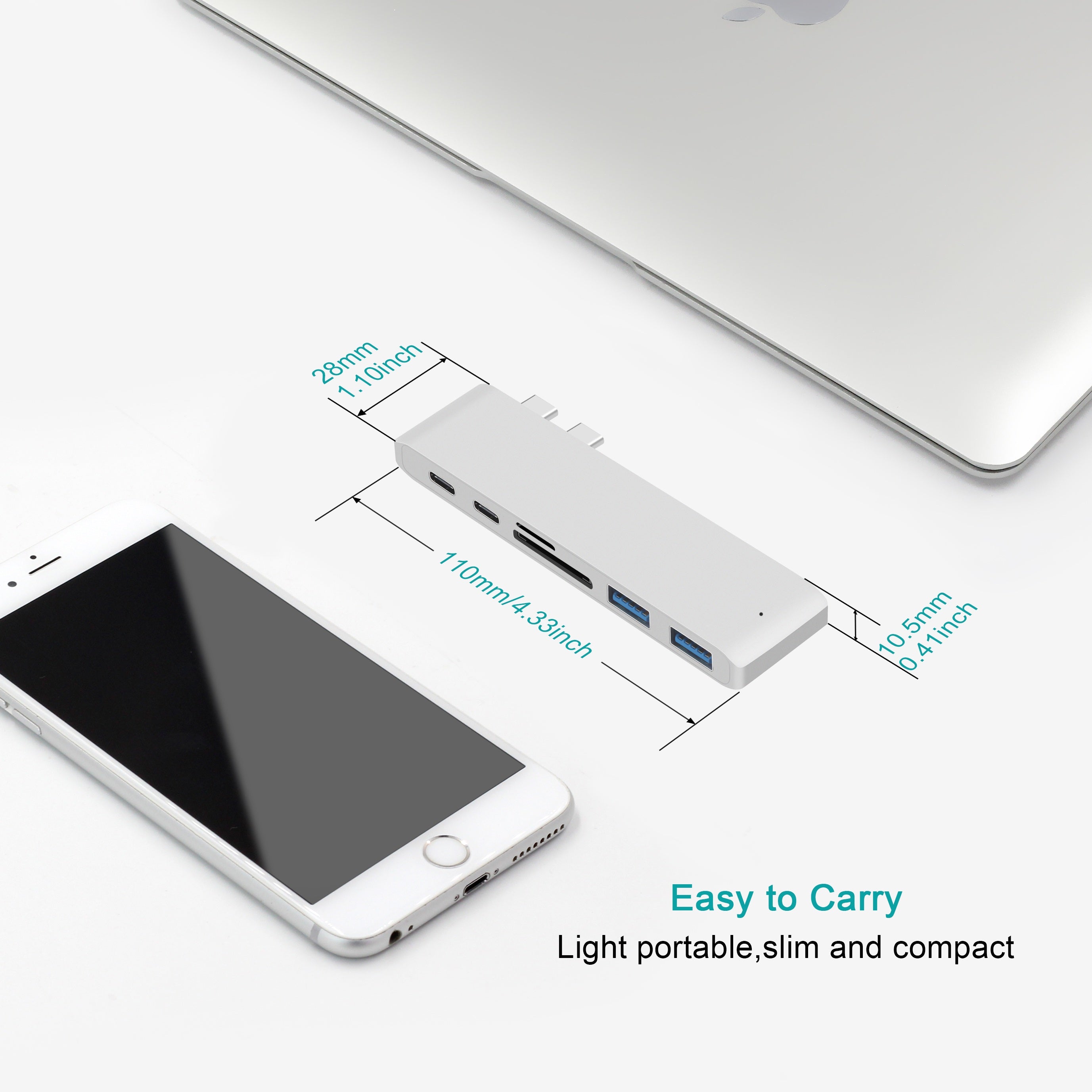 Premium USB-C Hub HDMI 4K Adapter Thunderbolt 3 USB 3.1 Multiport Dock PD Charging SD Reader Laptop Compatible
