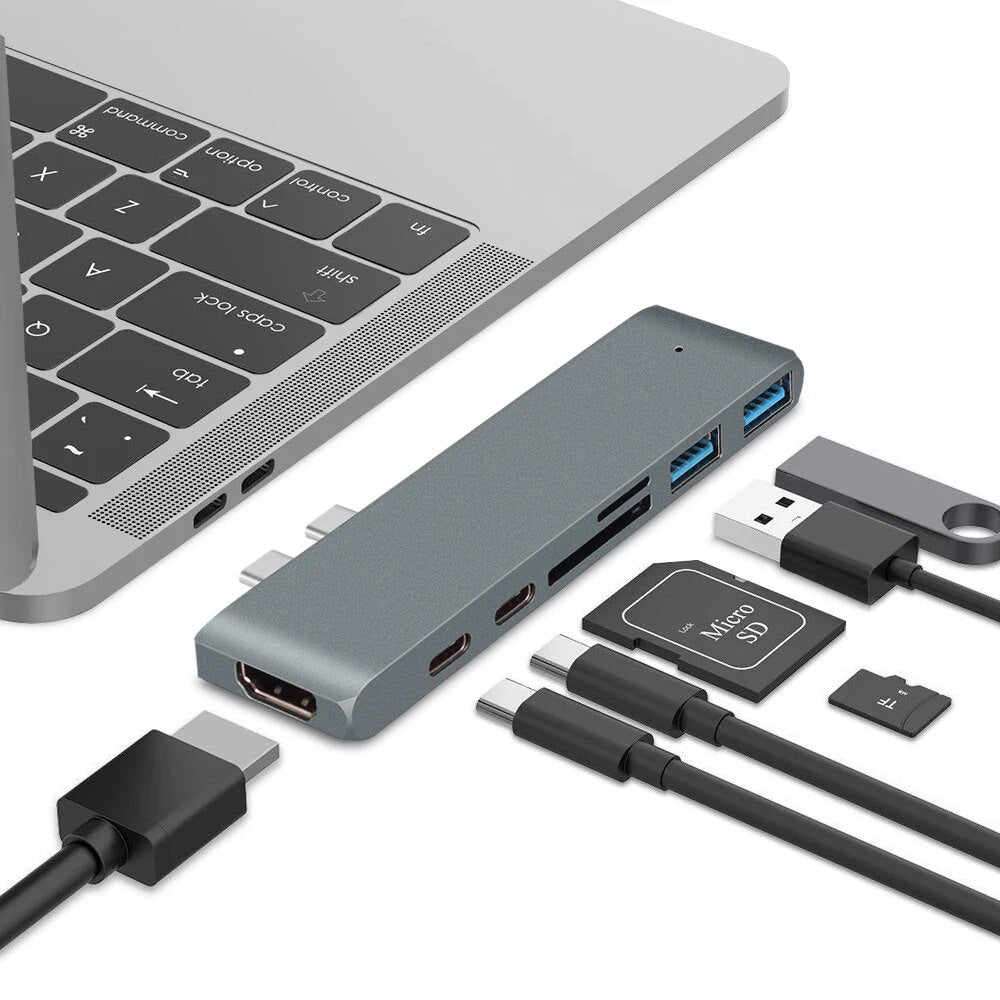 Premium USB-C Hub HDMI 4K Adapter Thunderbolt 3 USB 3.1 Multiport Dock PD Charging SD Reader Laptop Compatible