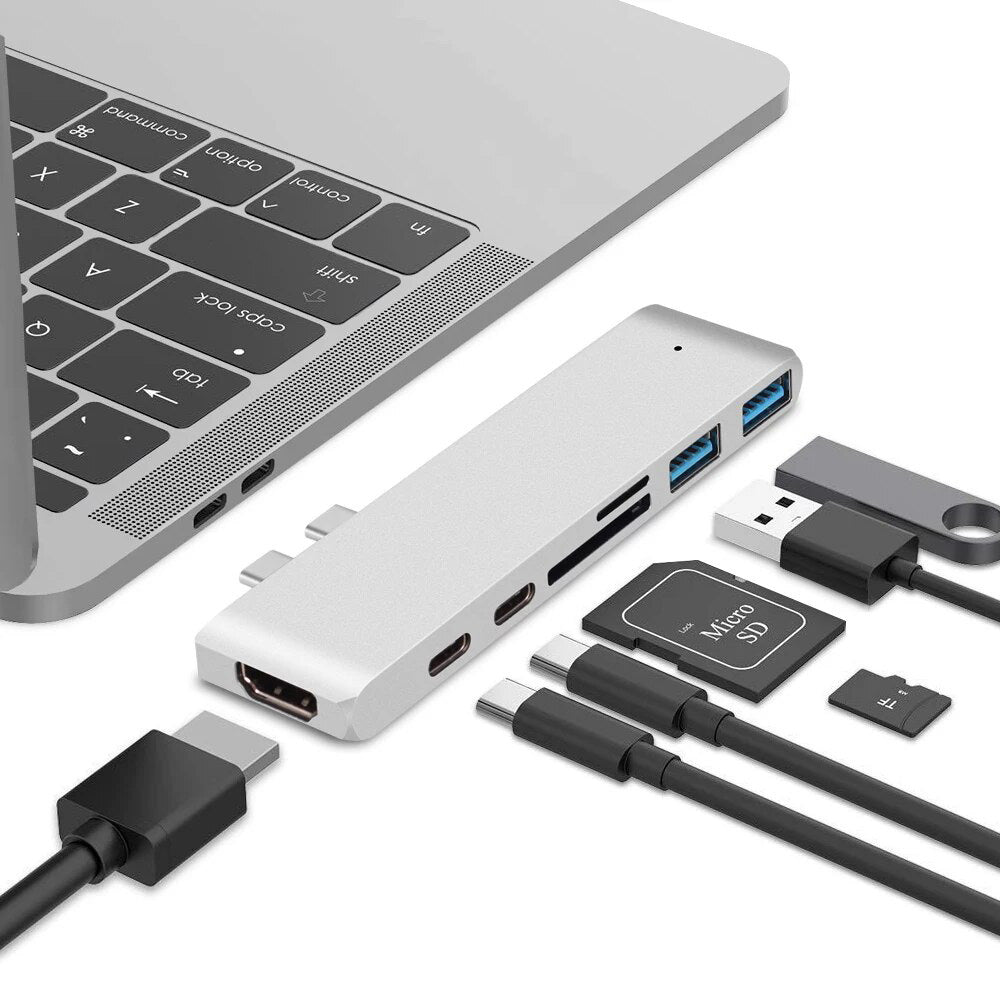 Premium USB-C Hub HDMI 4K Adapter Thunderbolt 3 USB 3.1 Multiport Dock PD Charging SD Reader Laptop Compatible