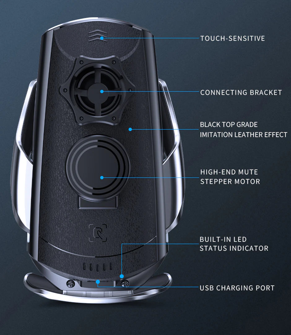 Premium Wireless Car Charger 30W Fast Charging Magnetic Phone Mount Infrared Sensor Auto Clamp USB-C LED Display