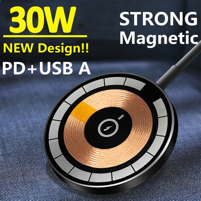 Premium Wireless Charger MagSafe Compatible 30W Fast Charging Magnetic Stand USB-C PD Smartphone Charging Dock