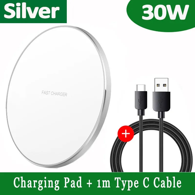 Premium Wireless Charger MagSafe Compatible 30W Fast Charging Pad USB-C Qi Charging Slim Design